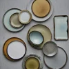 DUDSON Assiette plate rond vert porcelaine vitrifiée Ø 21 cm Harvest Sale