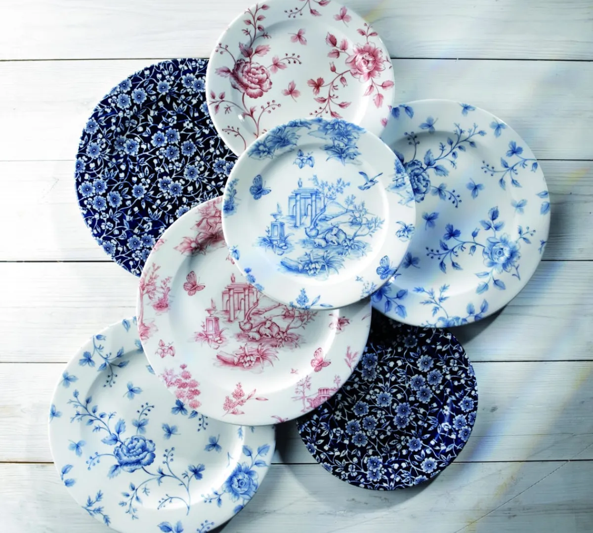 Assiette plate rond Victorian Calico Bleu Willow porcelaine vitrifiée Ø 27,6 cm Vintage Prints Victorian Willow - CHURCHILL Hot