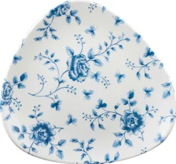 CHURCHILL Assiette plate triangulaire Rose Chintz Prague Blue porcelaine vitrifiée 22,9x22,9 cm Vintage Prints