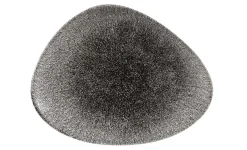 Assiette plate triangulaire noir porcelaine vitrifiée 26,5x20,5 cm Raku Quartz - CHURCHILL Clearance