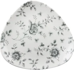 Assiette plate triangulaire Rose Chintz Gris porcelaine vitrifiée 22,9x22,9 cm Vintage Prints - CHURCHILL New