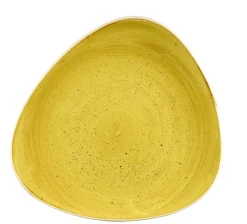 Assiette plate triangulaire Mustard porcelaine vitrifiée 26,5x26,5 cm Stonecast Mustard - CHURCHILL Discount