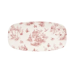 CHURCHILL Assiette rectangulaire Toile Cranberry porcelaine vitrifiée 29,8x15,3 cm Vintage Prints Toile New
