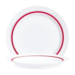 ARCOROC Assiette rond blanc verre opal Ø 23 cm Autonomy Filet Rouge Outlet