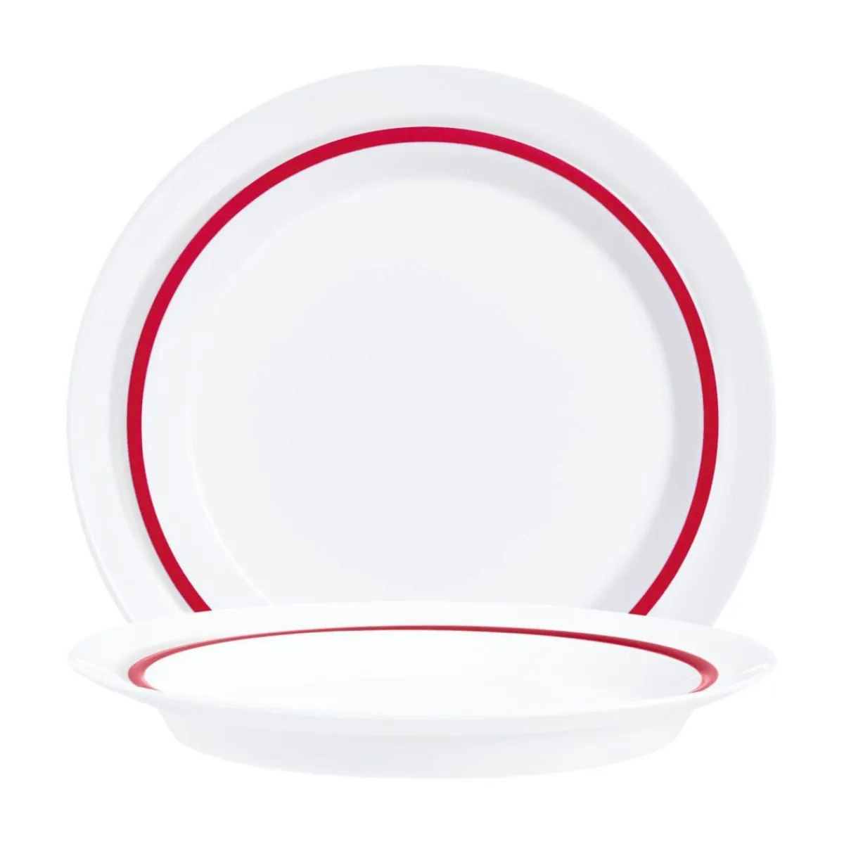ARCOROC Assiette rond blanc verre opal Ø 23 cm Autonomy Filet Rouge Outlet