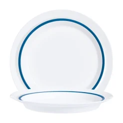 ARCOROC Assiette rond blanc verre opal Ø 19 cm Autonomy Filet Bleu New