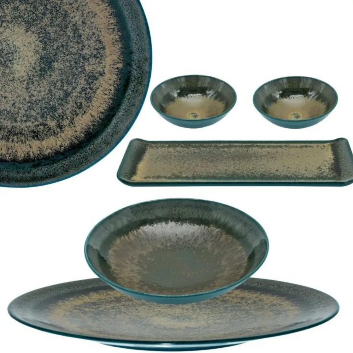 Assiette à salade rond vert porcelaine Ø 21 cm Palazzo - MEDARD DE NOBLAT Online