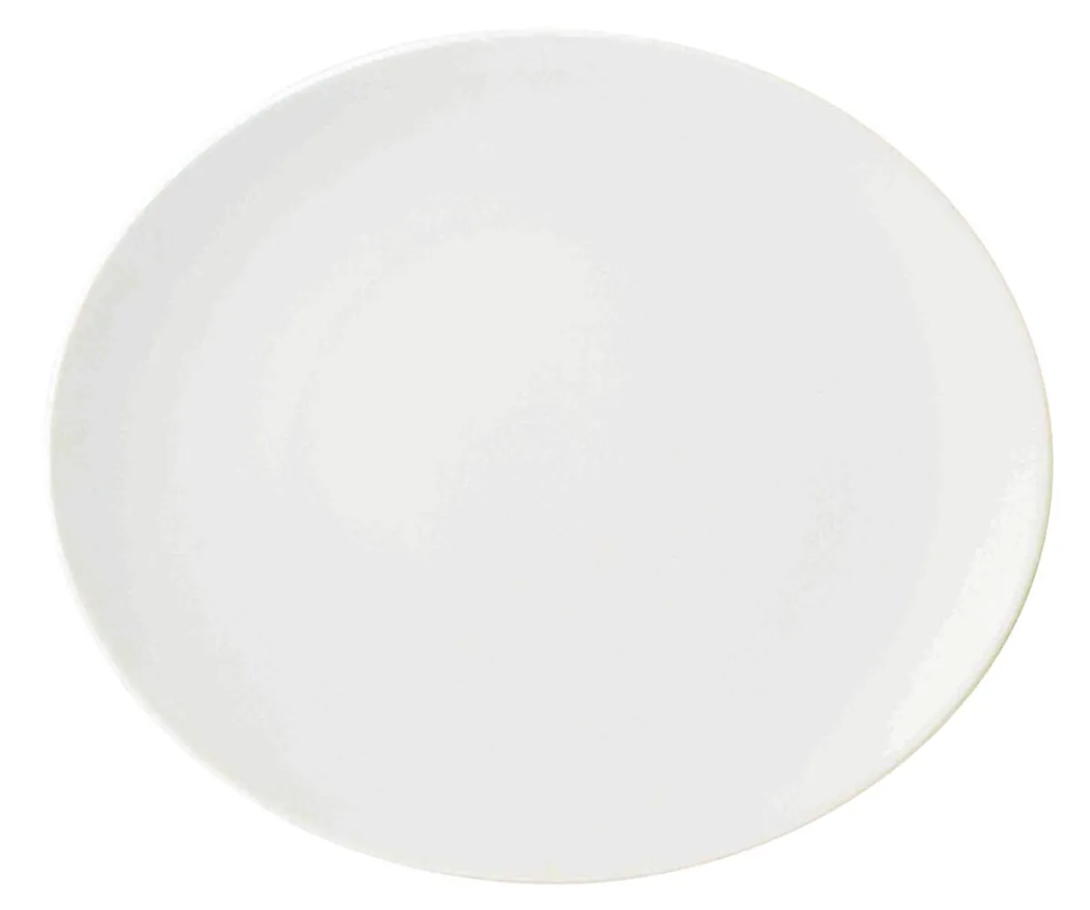 Assiette à steak ovale blanc porcelaine vitrifiée 30x25,5 cm - PRO.MUNDI Online