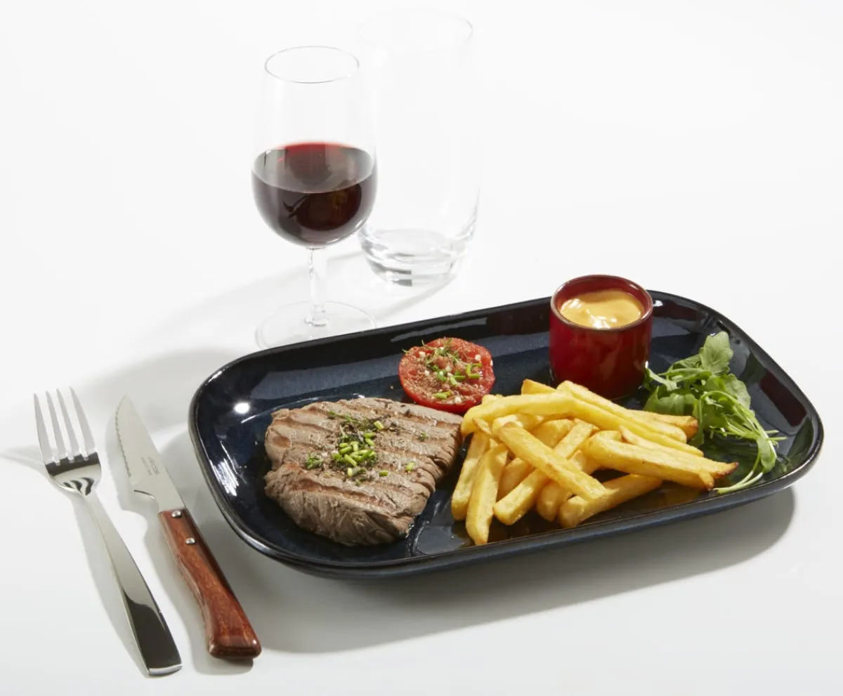 Assiette à steak rectangulaire bleu grès émaillé 29x19,5 cm Gres Couleur - PRO.MUNDI