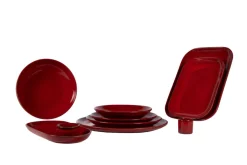 Assiette à steak rectangulaire rouge grès émaillé 34,5x23,5 cm Gres Couleur - PRO.MUNDI Discount