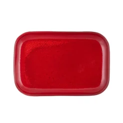 Assiette à steak rectangulaire rouge grès émaillé 34,5x23,5 cm Gres Couleur - PRO.MUNDI Discount