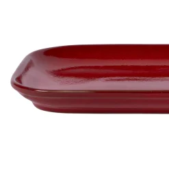 Assiette à steak rectangulaire rouge grès émaillé 34,5x23,5 cm Gres Couleur - PRO.MUNDI Discount