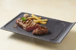 Assiette à steak rectangulaire noir porcelaine culinaire 39,5x24 cm Basalt - REVOL Clearance