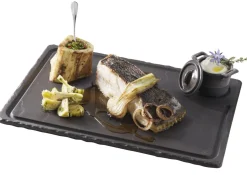 REVOL Assiette à steak rectangulaire noir porcelaine culinaire 33x24 cm Basalt Discount