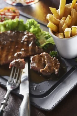 REVOL Assiette à steak rectangulaire noir porcelaine culinaire 33x24 cm Basalt Discount