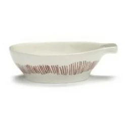 SERAX Assiette à tapas rond blanc swirl - stripes rouge grès émaillé Ø 7,5 cm Feast By Ottolenghi Outlet