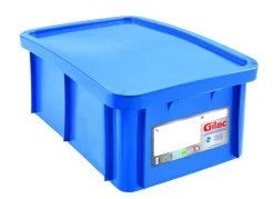 GILAC Bac Avec couvercle bleu plastique 60x40x23 cm 35 L fond plein parois pleines tiv Online