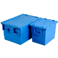 Bac avec couvercle "crocodile" Avec couvercle bleu plastique 60x40x31,5 cm 55 L fond plein parois pleines - GILAC Hot