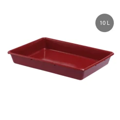 Bac de transfert Sans couvercle bordeaux plastique 54x38,5x8 cm 10 L fond plein parois pleines - GILAC Online