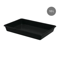 GILAC Bac de transfert Sans couvercle noir plastique 54x38,5x8 cm 10 L fond plein parois pleines New