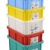 Bac gerbable Avec couvercle bleu plastique 40x30x23,5 cm 15 L fond plein parois pleines - GILAC Discount