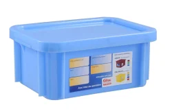 Bac gerbable Avec couvercle bleu plastique 40x30x23,5 cm 15 L fond plein parois pleines - GILAC Discount