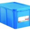 GILAC Bac gerbable Avec couvercle bleu plastique 60x40x33 cm 55 L fond plein parois pleines Online