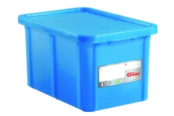 GILAC Bac gerbable Avec couvercle bleu plastique 60x40x33 cm 55 L fond plein parois pleines Online