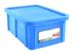 GILAC Bac gerbable Avec couvercle bleu plastique 60x40x23 cm 35 L fond plein parois pleines Discount