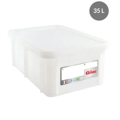 GILAC Bac gerbable Avec couvercle blanc plastique 60x40x23 cm 35 L fond plein parois pleines Hot