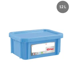 Bac gerbable Avec couvercle bleu plastique 40x30x18 cm 12 L fond plein parois pleines - GILAC Sale