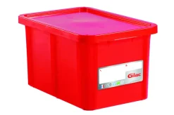 Bac gerbable Avec couvercle rouge plastique 60x40x33 cm 55 L fond plein parois pleines - GILAC