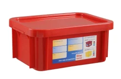 Bac gerbable Avec couvercle rouge plastique 40x30x23,5 cm 15 L fond plein parois pleines - GILAC Hot