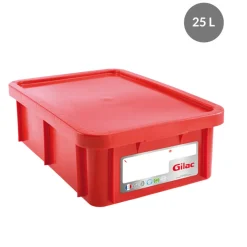 GILAC Bac gerbable Avec couvercle rouge plastique 60x40x19 cm 25 L fond plein parois pleines Sale