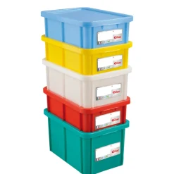Bac gerbable Avec couvercle vert plastique 60x40x33 cm 55 L fond plein parois pleines - GILAC Clearance