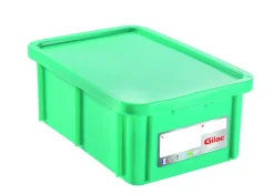 Bac gerbable Avec couvercle vert plastique 60x40x23 cm 35 L fond plein parois pleines - GILAC Outlet
