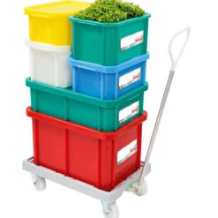 Bac gerbable Avec couvercle vert plastique 60x40x19 cm 25 L fond plein parois pleines - GILAC Online