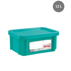 Bac gerbable Avec couvercle vert plastique 40x30x18 cm 12 L fond plein parois pleines - GILAC Outlet