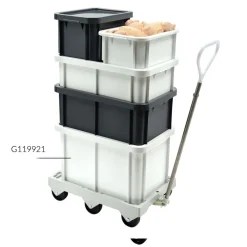 GILAC Bac gerbable Sans couvercle blanc plastique 60x40x31,5 cm 55 L fond plein parois pleines Discount