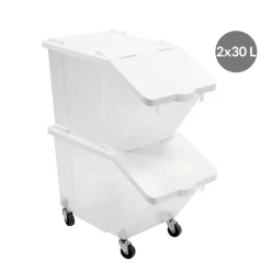 GILAC Bac à ingrédients sur roues plastique transparent 56,5x31,5x69 cm Avec couvercle (2 pièces)