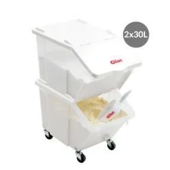 GILAC Bac à ingrédients sur roues plastique transparent 56,5x31,5x69 cm Avec couvercle (2 pièces)