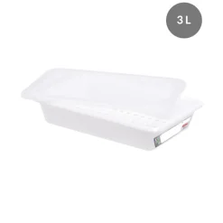 GILAC Bac plat HACCP Avec couvercle blanc plastique 35x24x8 cm 3 L fond plein parois pleines Hot