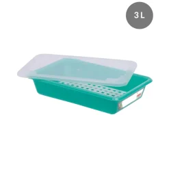 Bac plat HACCP Avec couvercle vert plastique 35x24x8 cm 3 L fond plein parois pleines - GILAC Sale
