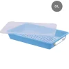 Bac plat HACCP Avec couvercle bleu plastique 49x33,7x9 cm 8 L fond plein parois pleines - GILAC Discount