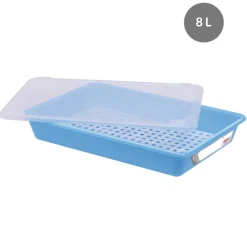 Bac plat HACCP Avec couvercle bleu plastique 49x33,7x9 cm 8 L fond plein parois pleines - GILAC Discount