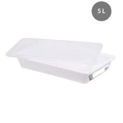 Bac plat HACCP Avec couvercle blanc plastique 45x29x8,5 cm 5 L fond plein parois pleines - GILAC Best
