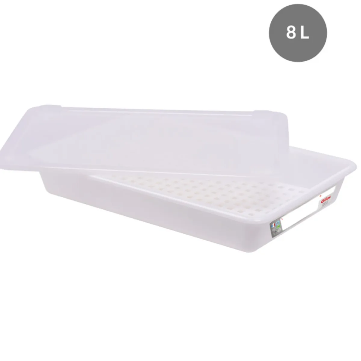 GILAC Bac plat HACCP Avec couvercle blanc plastique 49x33,7x9 cm 8 L fond plein parois pleines Sale