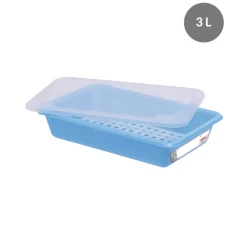 GILAC Bac plat HACCP Avec couvercle bleu plastique 35x24x8 cm 3 L fond plein parois pleines Clearance