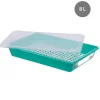 Bac plat HACCP Avec couvercle vert plastique 49x33,7x9 cm 8 L fond plein parois pleines - GILAC Online