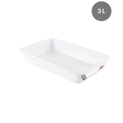 Bac plat HACCP Sans couvercle blanc plastique 35x23x7 cm 3 L fond plein parois pleines - GILAC Outlet